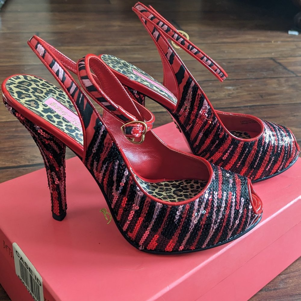 Betsey Johnson Avril Sequin Animal Platforms NIB